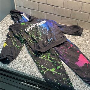 Colorful Splatter Hoodie and Pants Set